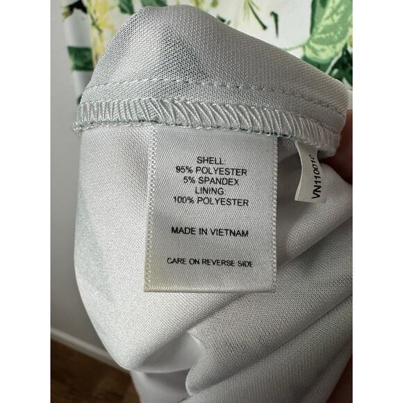 New York & Company Women's White Floral Fit & Flare Dress Zipper Stretch Medium - Picture 5 of 5